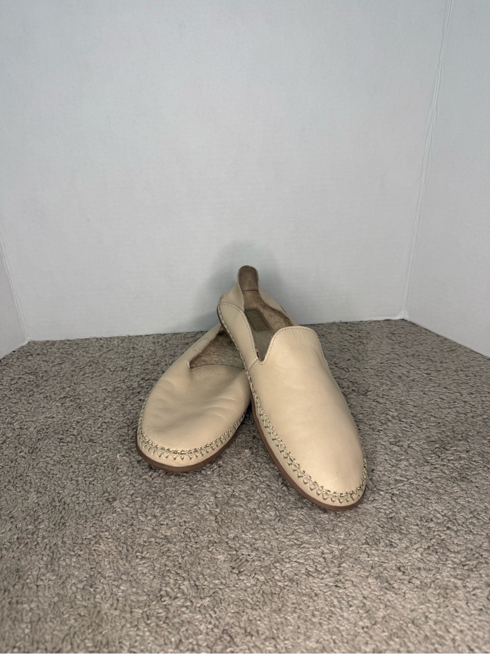 UGG Women's Slip-On Leather Slippers in Beige